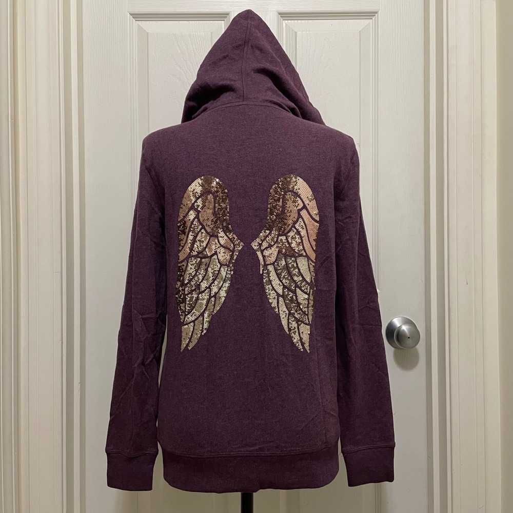 NEW Victoria Secret Pink Angel Wing Sequin Hoodie Sweatshirt NWT McBling‎ Y2K XS